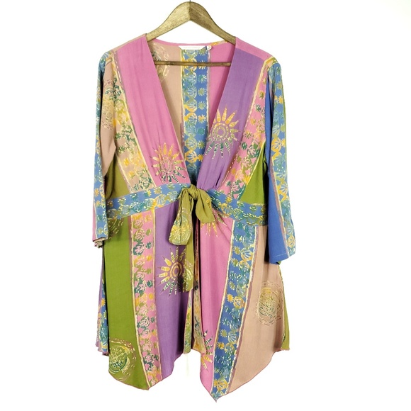 Soft Surroundings Tops - Soft Surroundings Carnival Batik Topper Tie Shirt